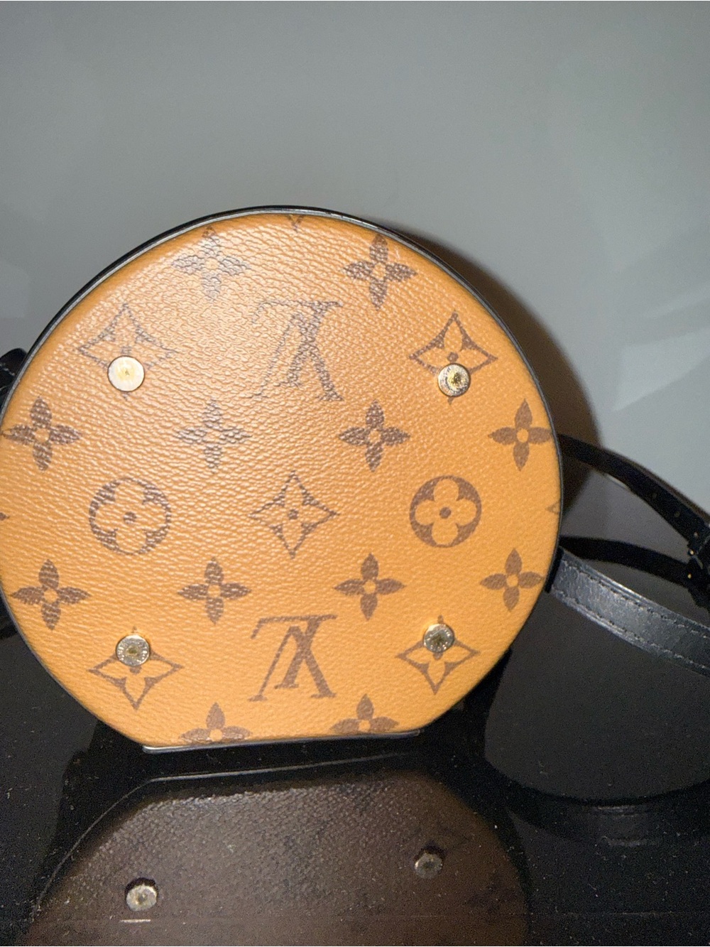 Louis Vuitton Tan Monogram Canvas Mini Vanity Bag with Black Trim - Picture 4 of 8